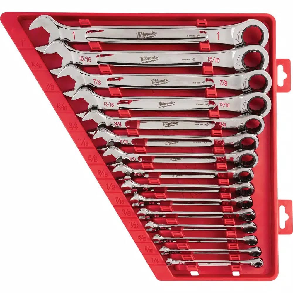 Milwaukee 15-Piece SAE Ratcheting Combination Wrench Set