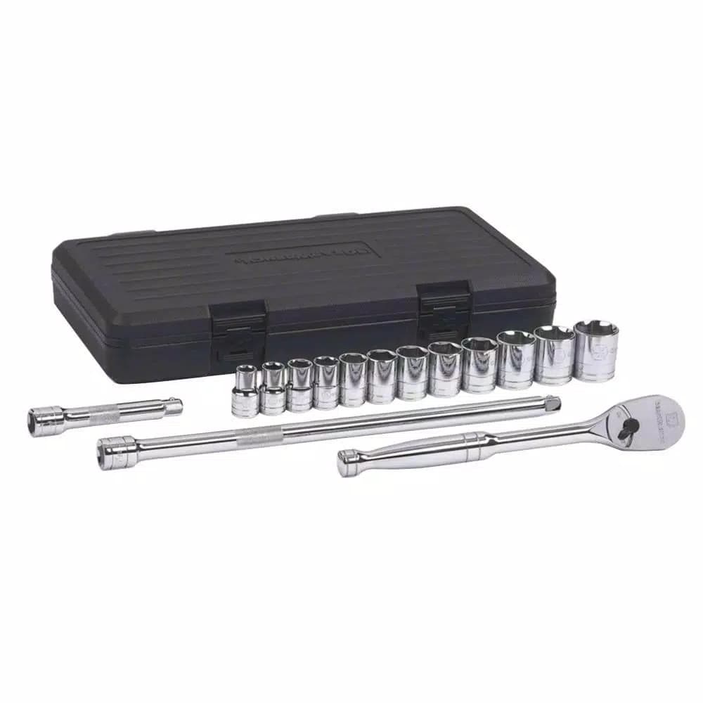 GEARWRENCH 1/2 in. Drive 6-Point SAE Ratchet and Socket Set, 15-Piece