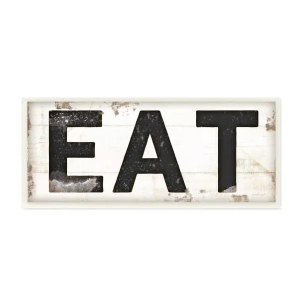 Stupell Industries EAT Typography Vintage Wood Wall Art Sign, 7 in. x 17 in.