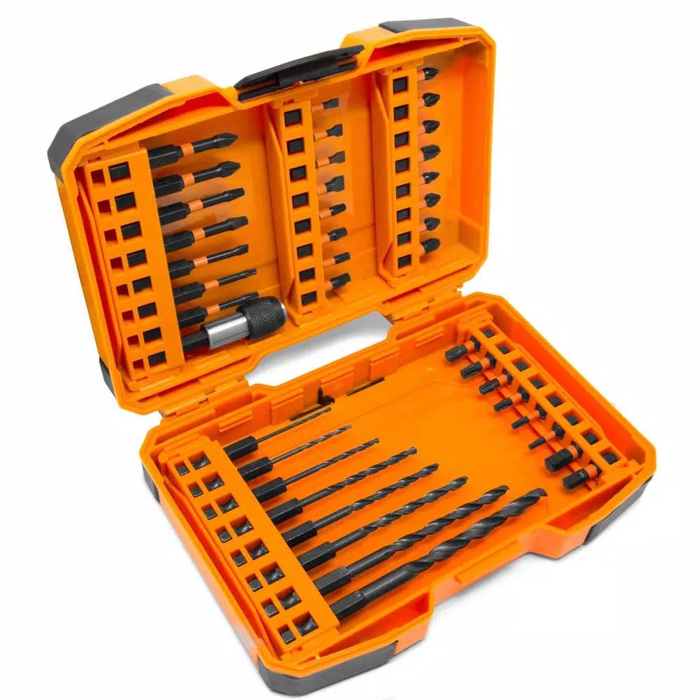 WEN 40-Piece Impact-Rated 1/4 in. Hex Shank Screwdriver and Drill Bit Set with Carrying Case