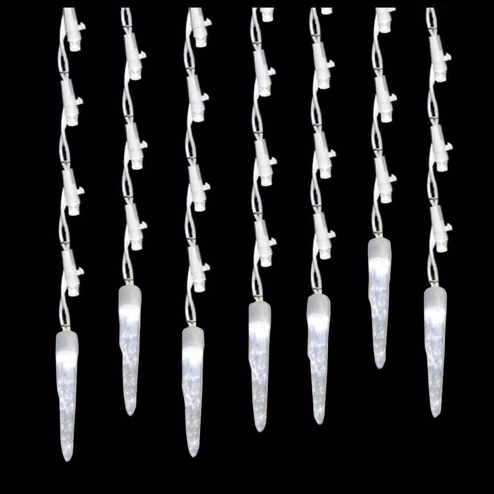 Brite Star 60-Light Pure White LED Icicle Lights with Ice Accents (Set of 2)