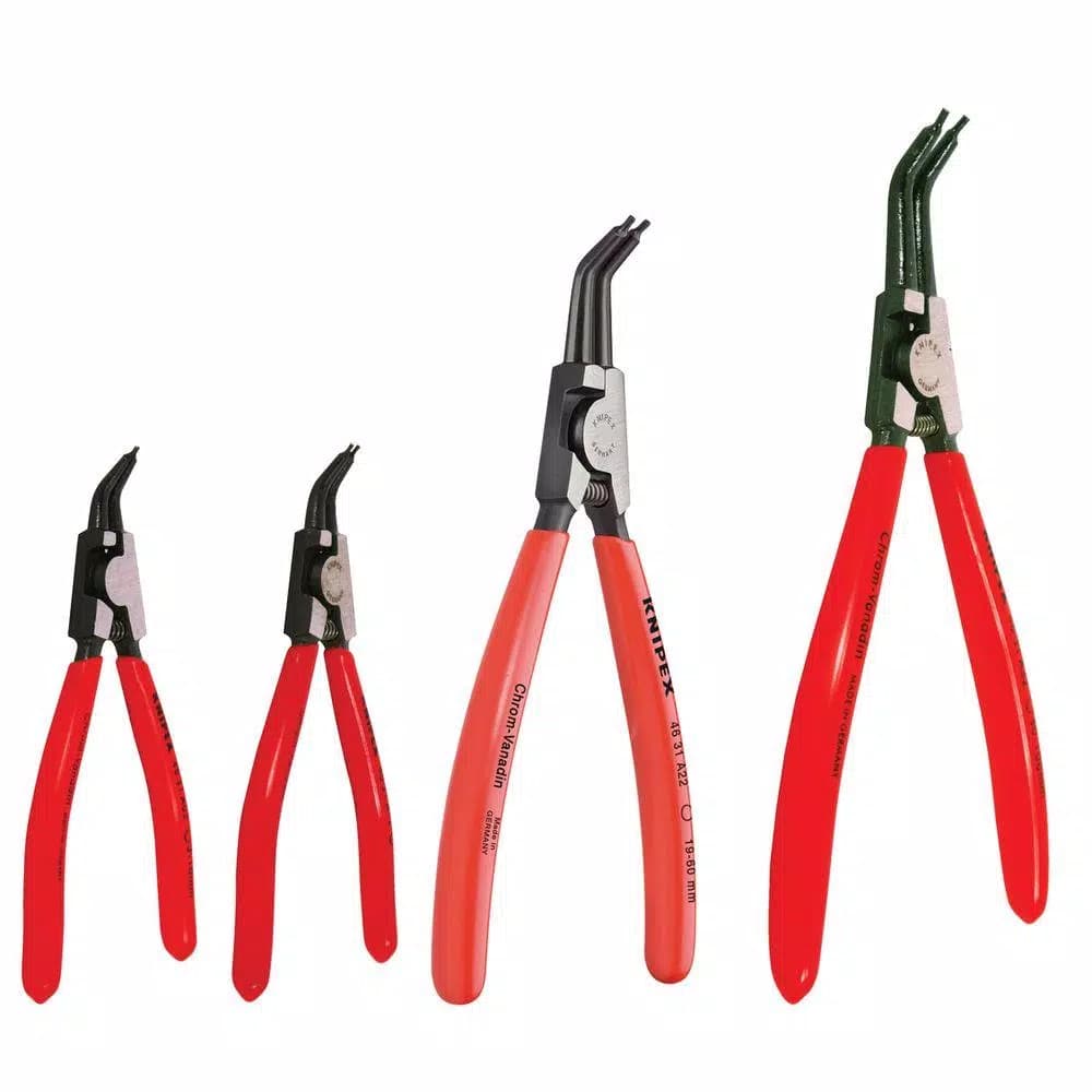 Knipex 4-Piece External Retaining Ring Pliers Set, Forged Chrome Vanadium Steel