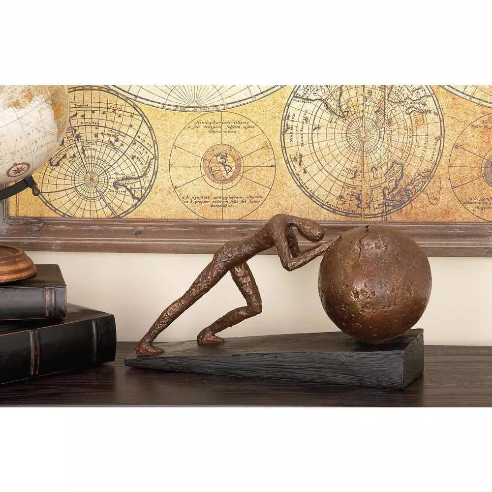 LITTON LANE Sportsman Abstract Polystone Sculpture - Modern Textured Statuary with Tarnished Bronze Finish