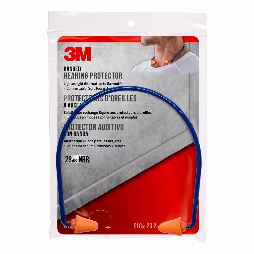 3M Banded Style Hearing Protector, Orange, 28 dB NRR