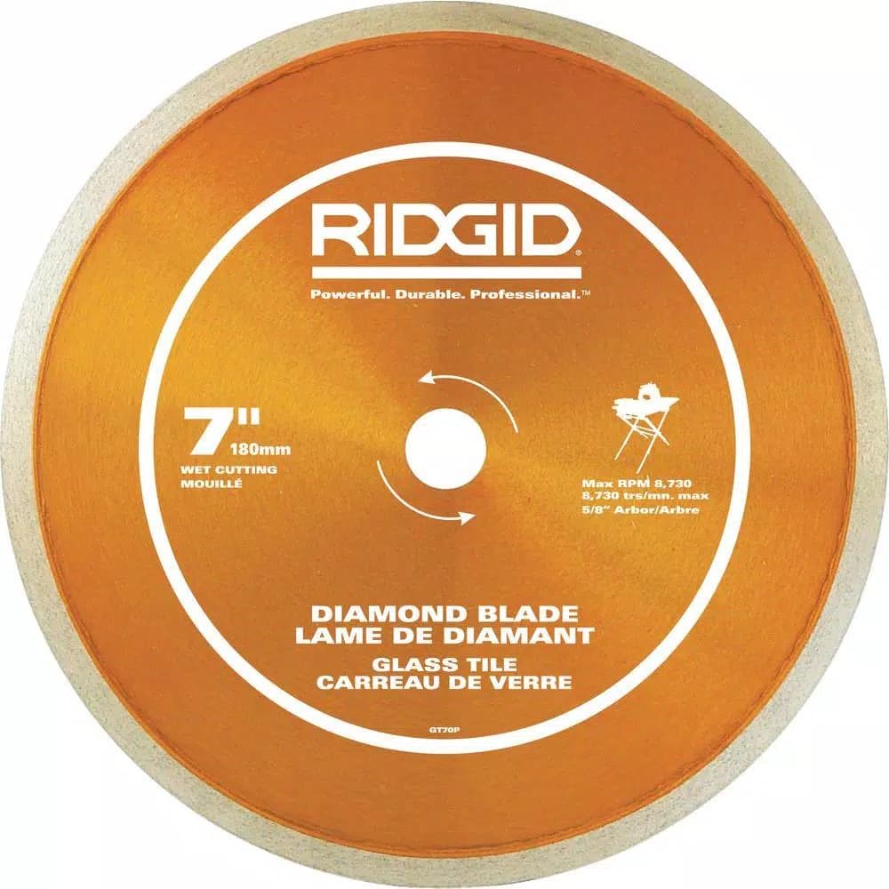 RIDGID 7 in. Glass Tile Diamond Saw Blade, 5/8 in. Arbor