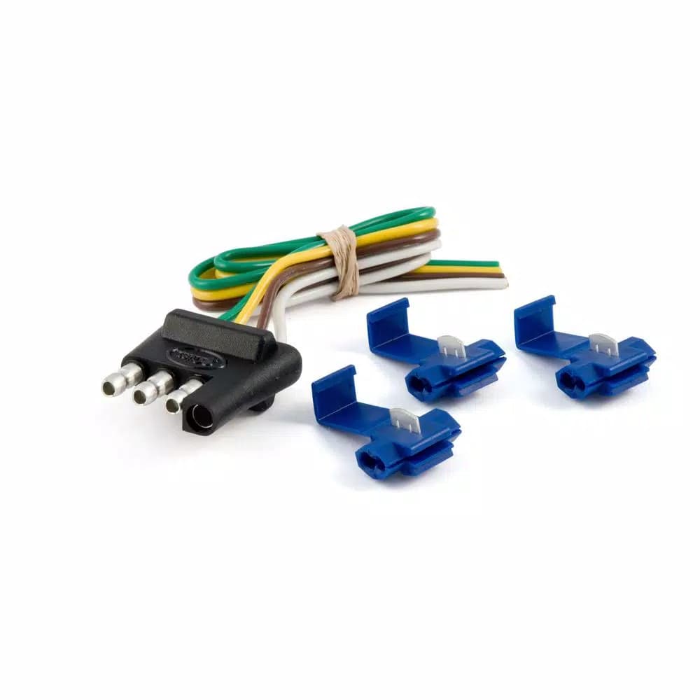 CURT 4-Way Flat Trailer Connector Plug with 12" Wires and Hardware