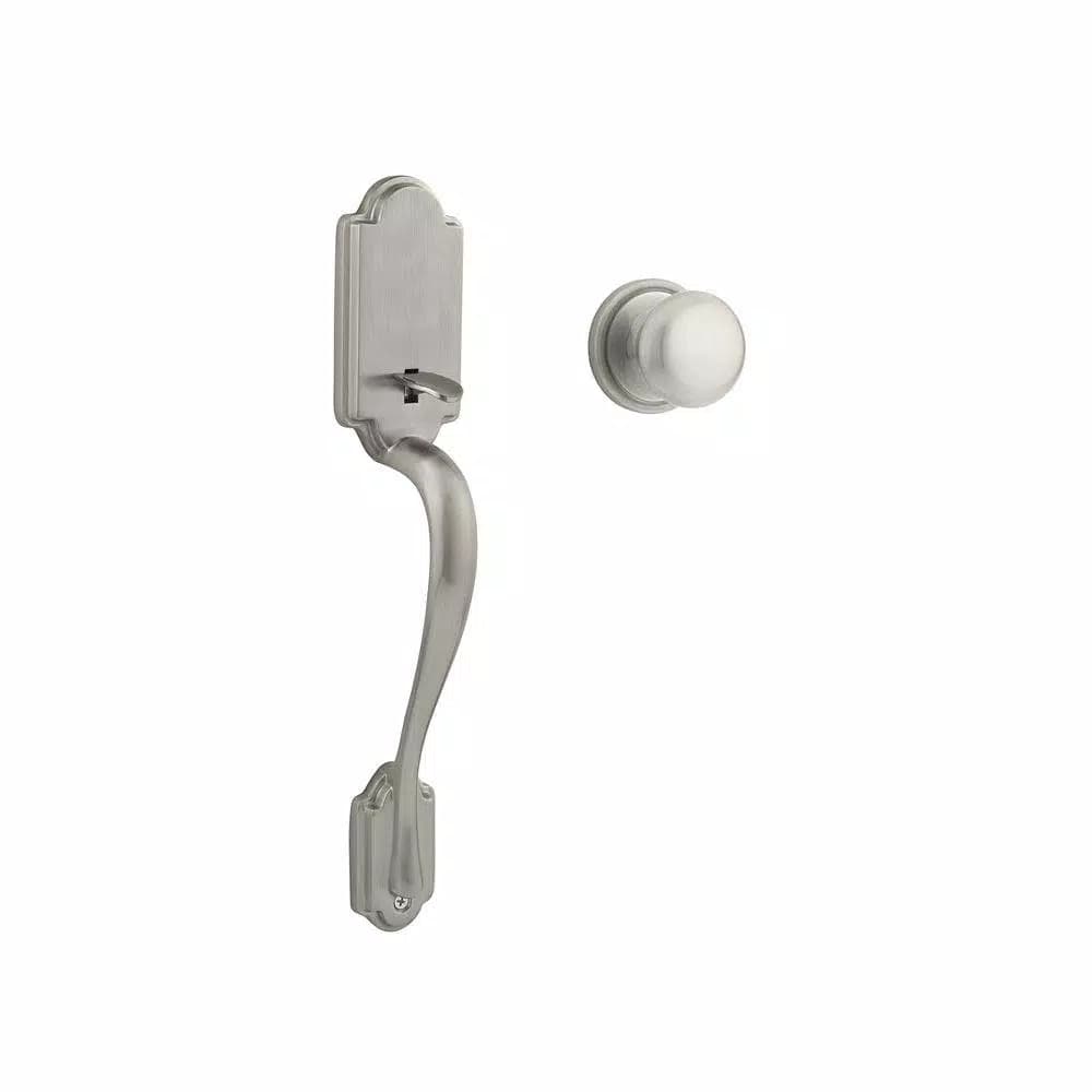 Kwikset Arlington Satin Nickel Entry Handleset with Hancock Door Knob