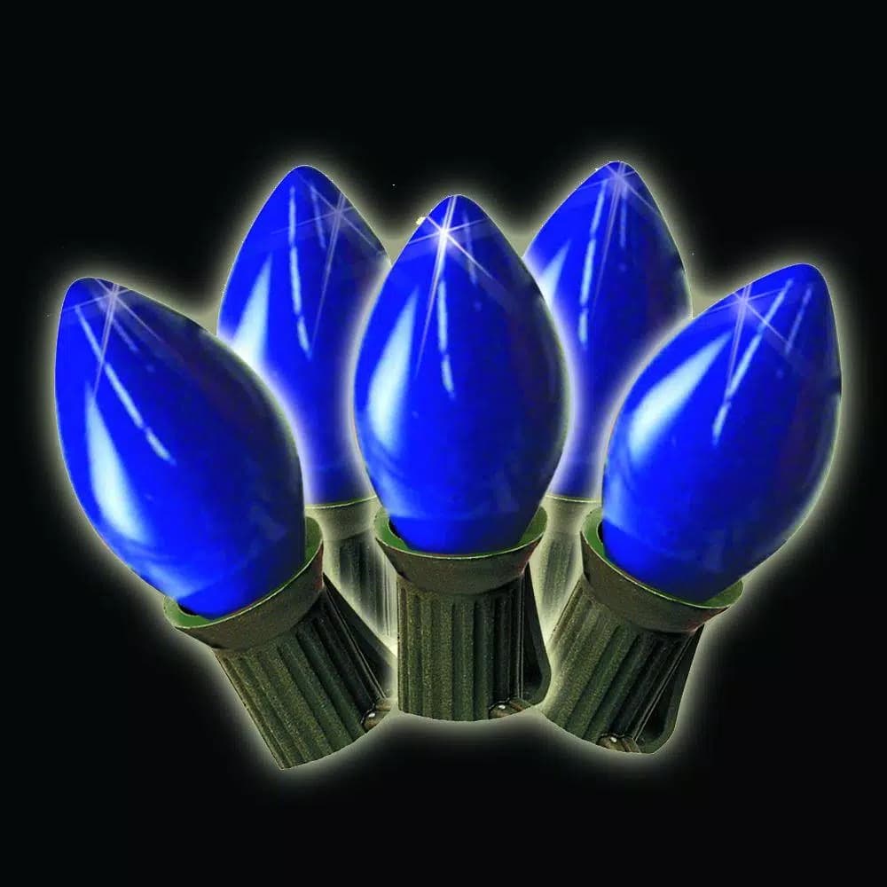 Brite Star 25-Light Blue C7 Ceramic Old Fashioned String Lights, 25 ft.