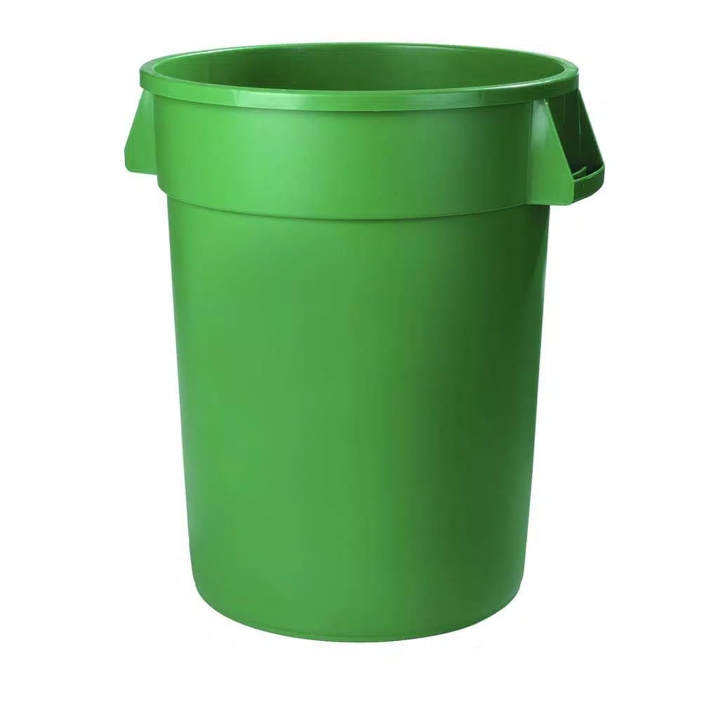 Carlisle Bronco 55 Gallon Green Round Trash Can, Lidless, Heavy Duty (2-Pack)