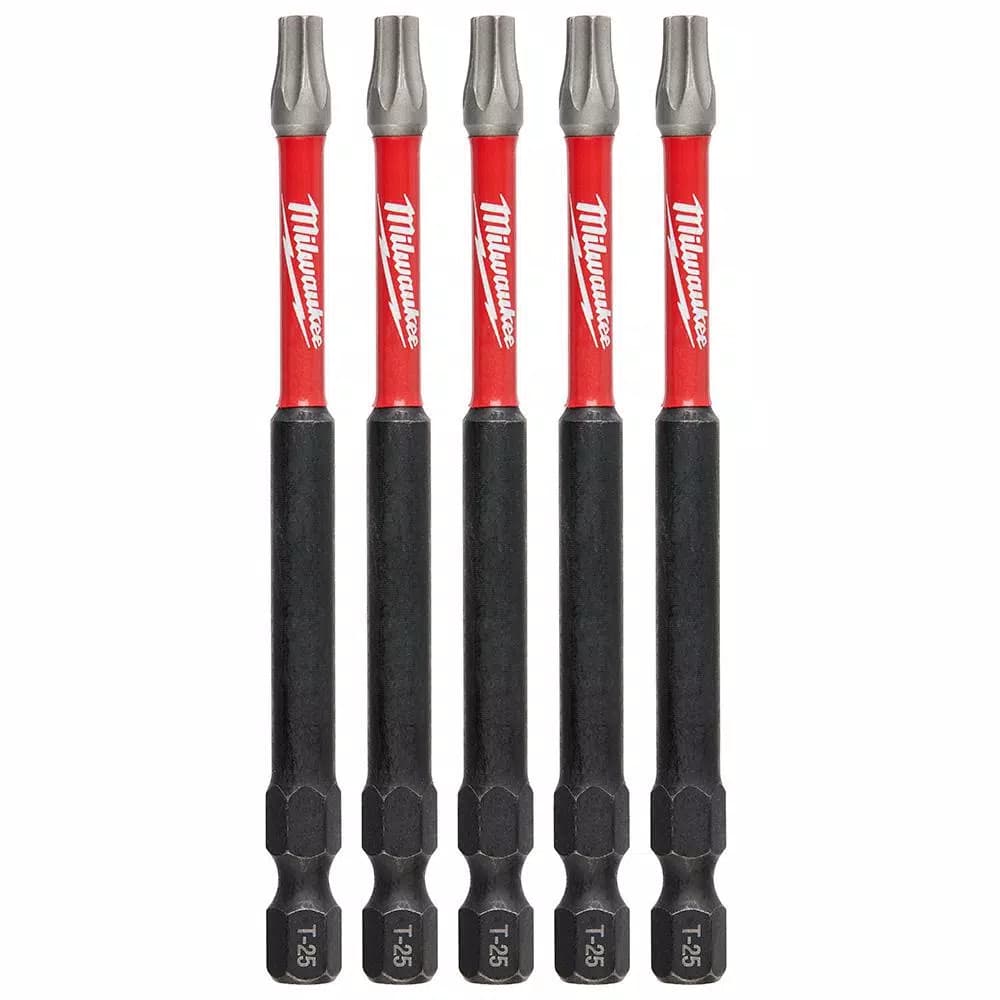 Milwaukee SHOCKWAVE Torx T25 3.5 in. Impact Duty Steel Screwdriver Bits, 5-Pack