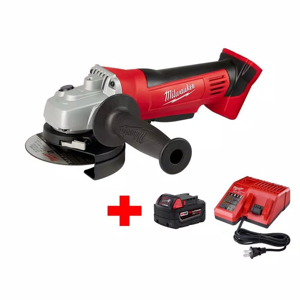 Milwaukee M18 18V Cordless 4-1/2 in. Cut-Off/Grinder Starter Kit with 5.0Ah Battery and Charger