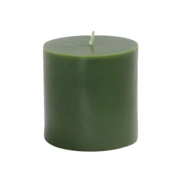 Zest Candle Hunter Green Pillar Candles, 3 in. x 3 in. Bulk Case of 12
