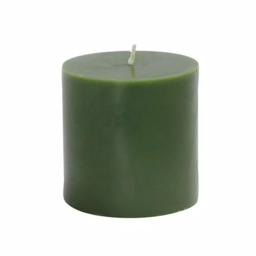 Zest Candle Hunter Green Pillar Candles, 3 in. x 3 in. Bulk Case of 12