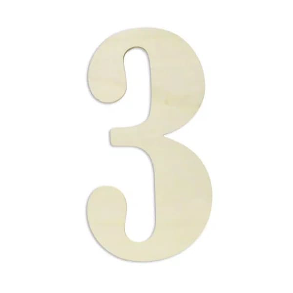 Jeff McWilliams Designs 18 in. Oversized Unfinished Wood Number 3 - Industrial Style Wall Decor