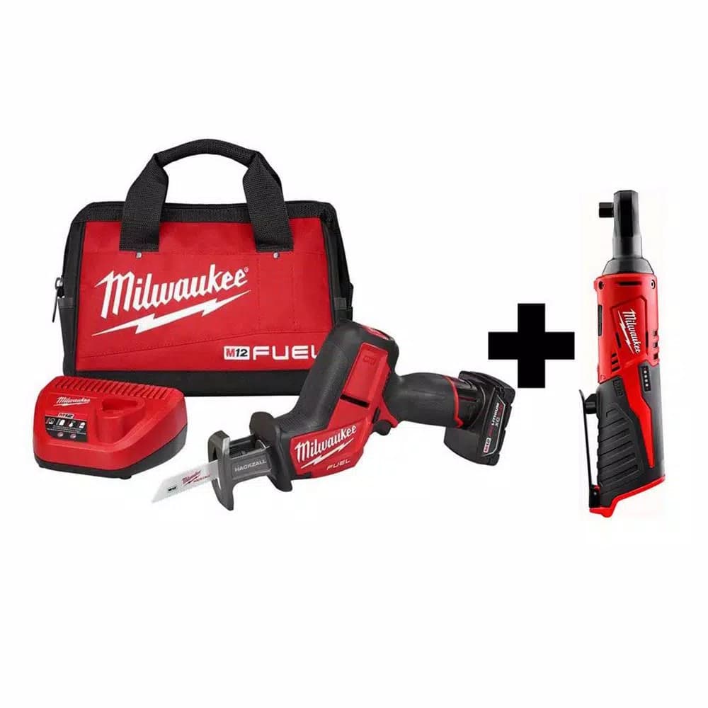 Milwaukee M12 FUEL 12V Brushless Cordless HACKZALL Reciprocating Saw Kit with Free 3/8 in. Ratchet
