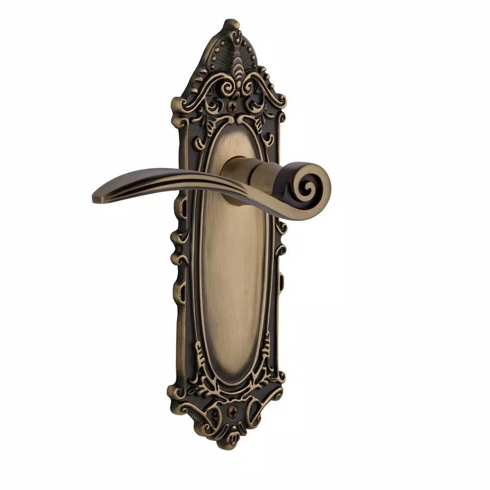 Nostalgic Warehouse Victorian Swan Passage Door Lever, Antique Brass, 2-3/8 in. Backset