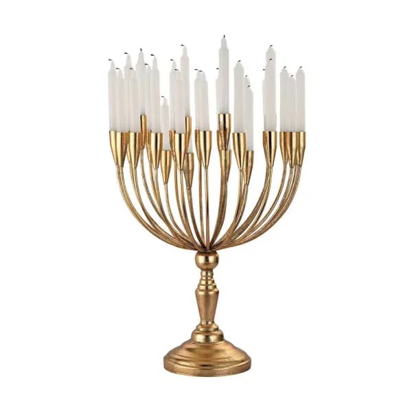 Titan Lighting Palacial 20 in. Gold Leaf Taper Candle Holder, Handcrafted Metal Decor