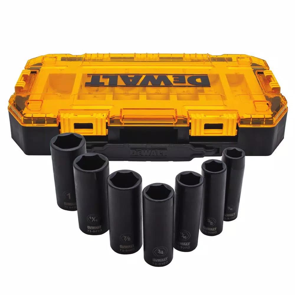 DEWALT DWMT74736 1/2 in. Drive SAE Deep Impact Socket Set, 7-Piece