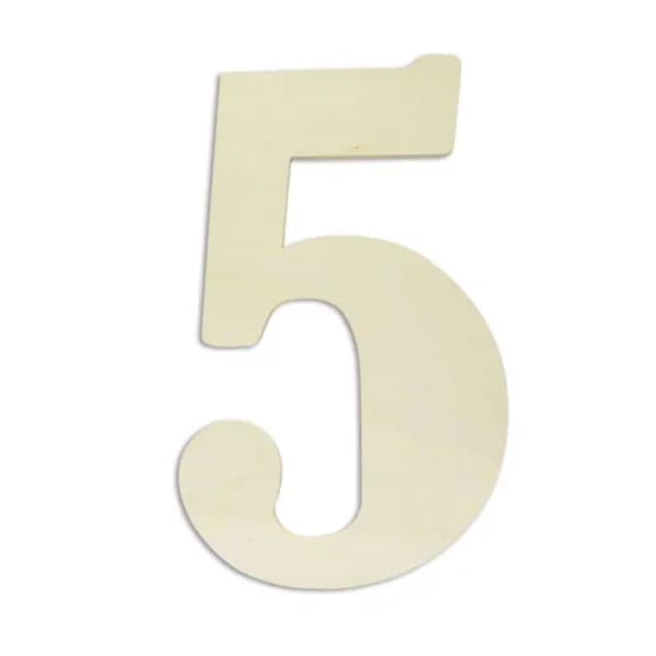 Jeff McWilliams Designs 18 in. Oversized Unfinished Wood Number 5 - Industrial Style Wall Decor