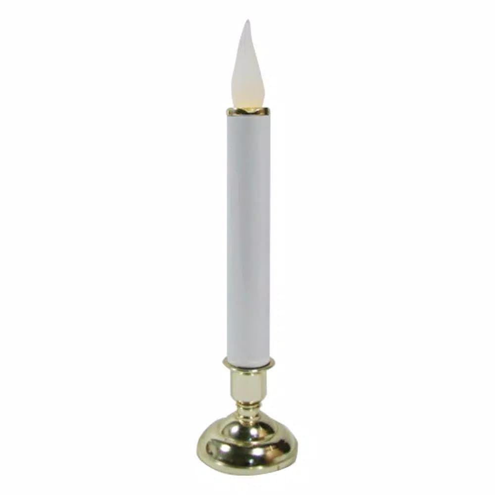Brite Star 10 in. Warm White Flame Chatham Window Candle with Shiny Gold Base (Set of 2)