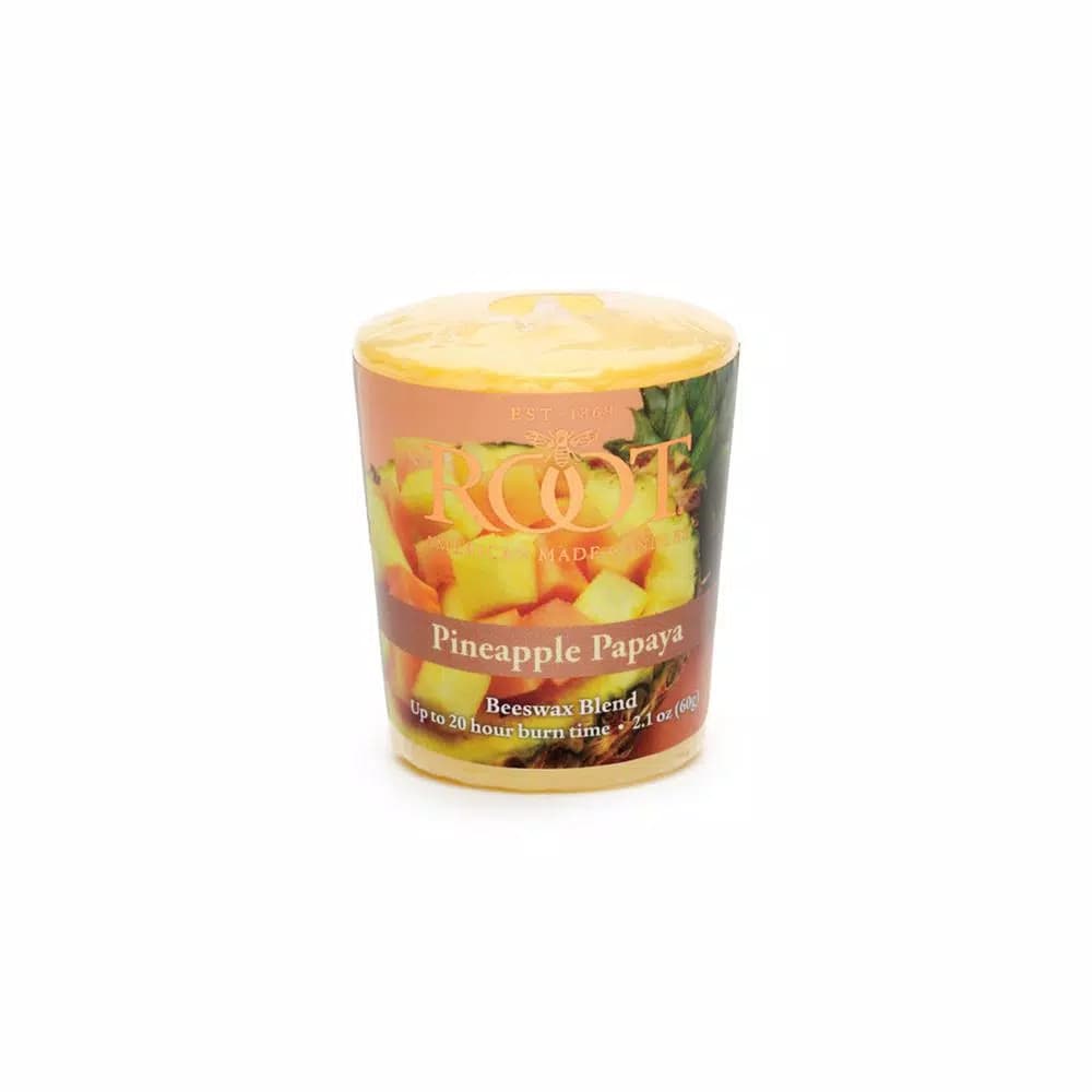 ROOT CANDLES A.I. Root Pineapple Papaya Scented Votive Candles, 20-Hour Burn Time (Set of 18)