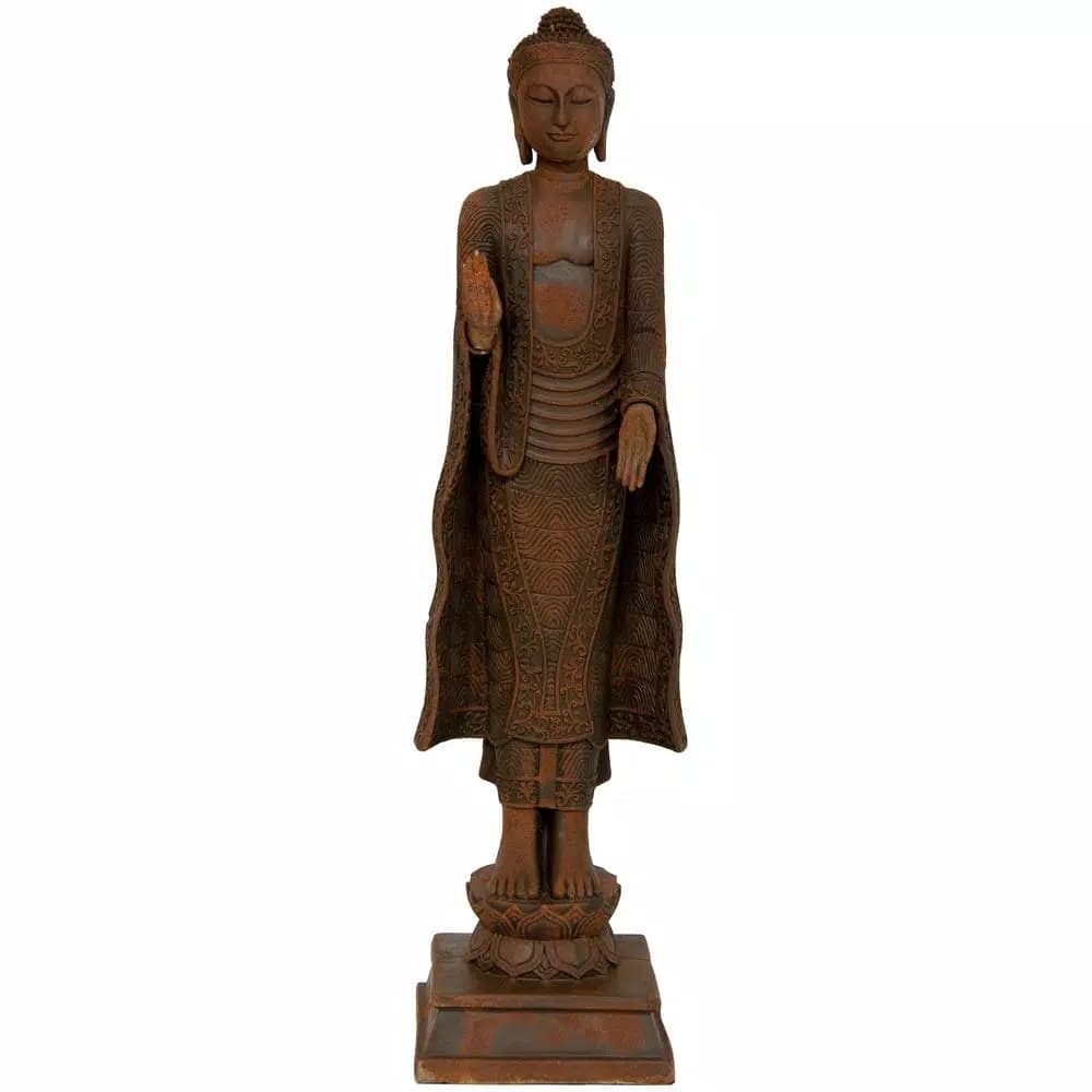 Oriental Furniture 21 in. Semui-in Buddha Statue - Rust Patina Resin Sculpture