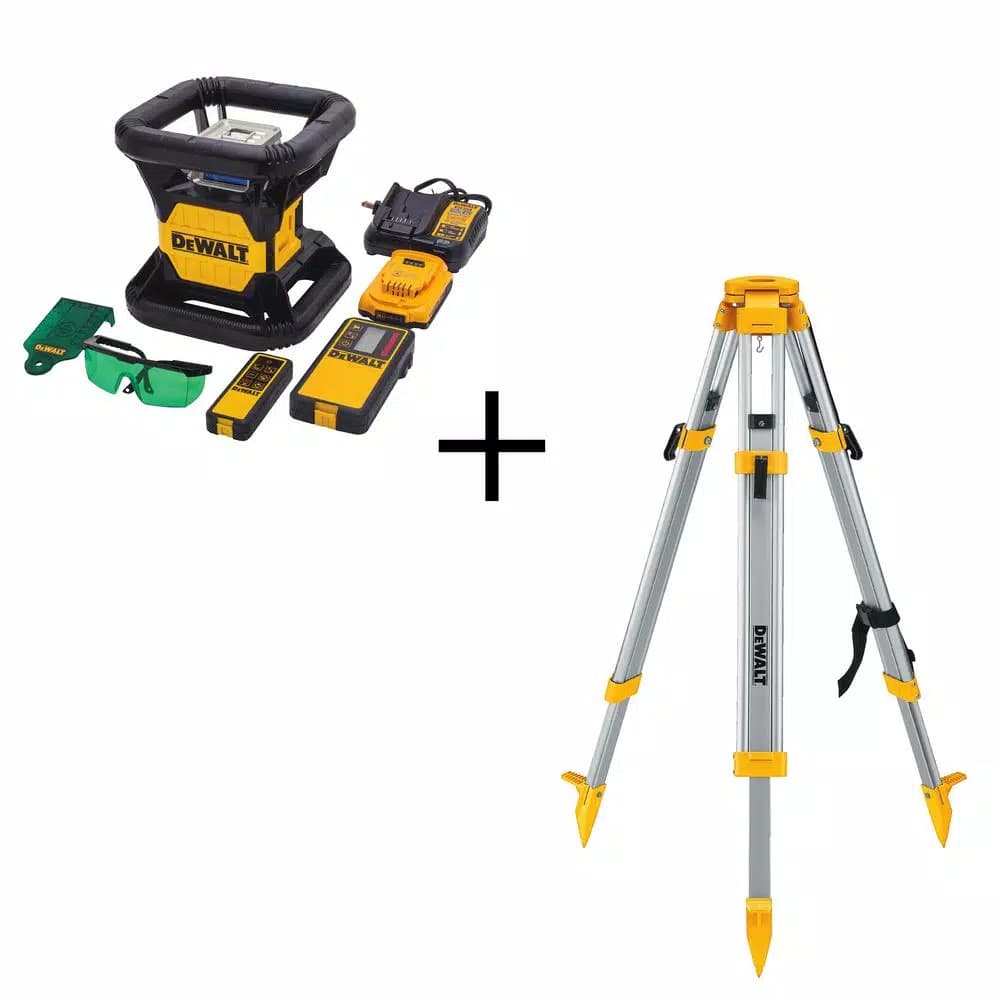 DEWALT 20V MAX Green Beam Rotary Laser Level with Bonus Construction Tripod