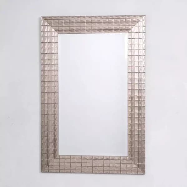 Yosemite Home Decor Pewter Blocks Beveled Glass Accent Mirror, 24 x 36 in.