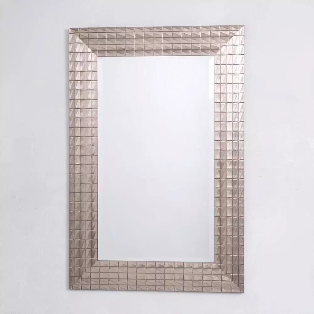 Yosemite Home Decor Pewter Blocks Beveled Glass Accent Mirror, 24 x 36 in.