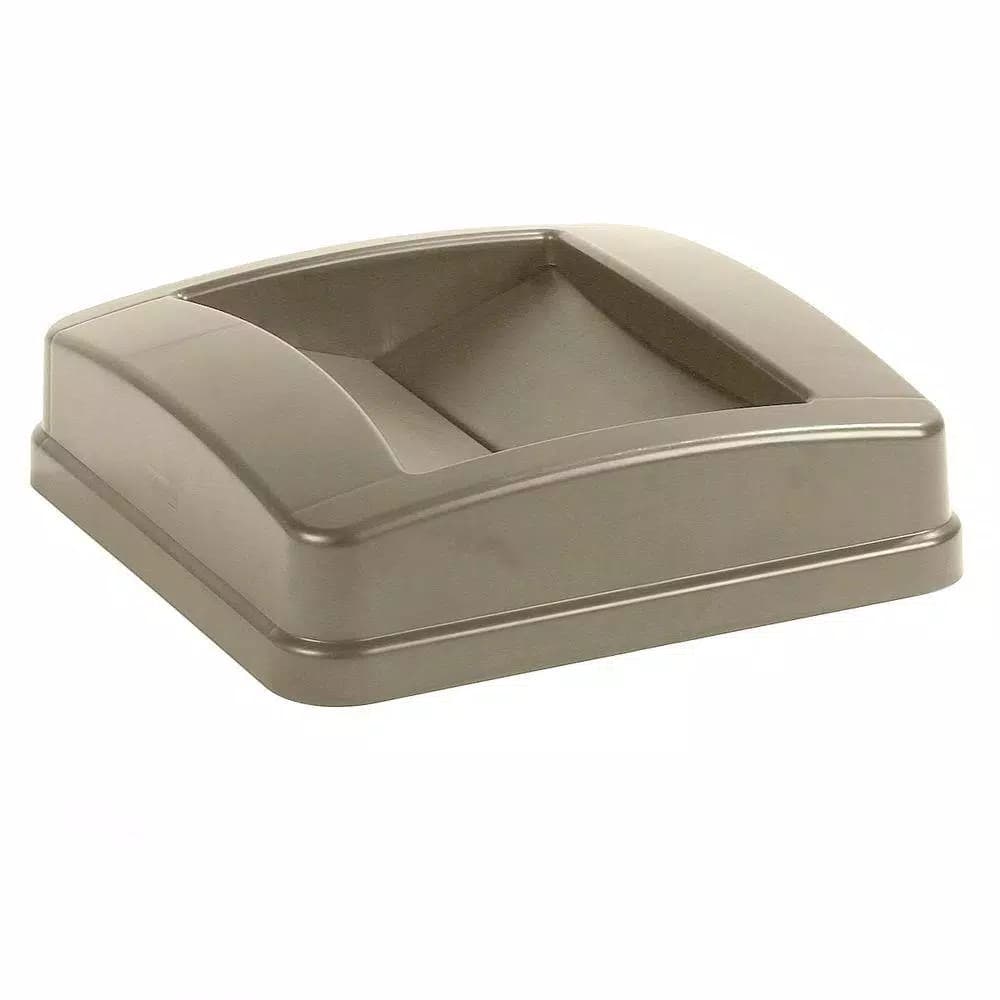 Carlisle Centurian 23 Gal. Square Trash Can Swing Top Lid, Beige (4-Pack)