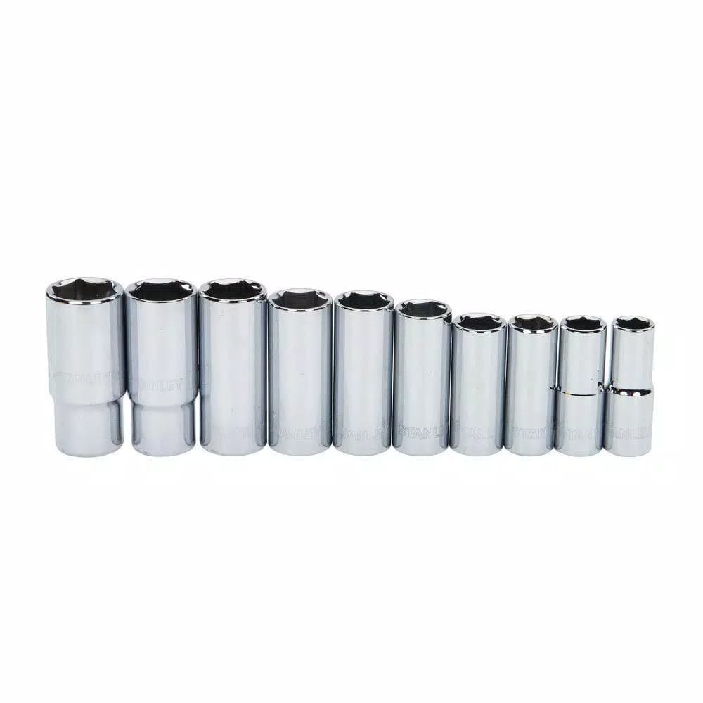 Stanley Professional Grade 3/8 in. Drive 6-Point Metric Deep Socket Set, 10-Piece