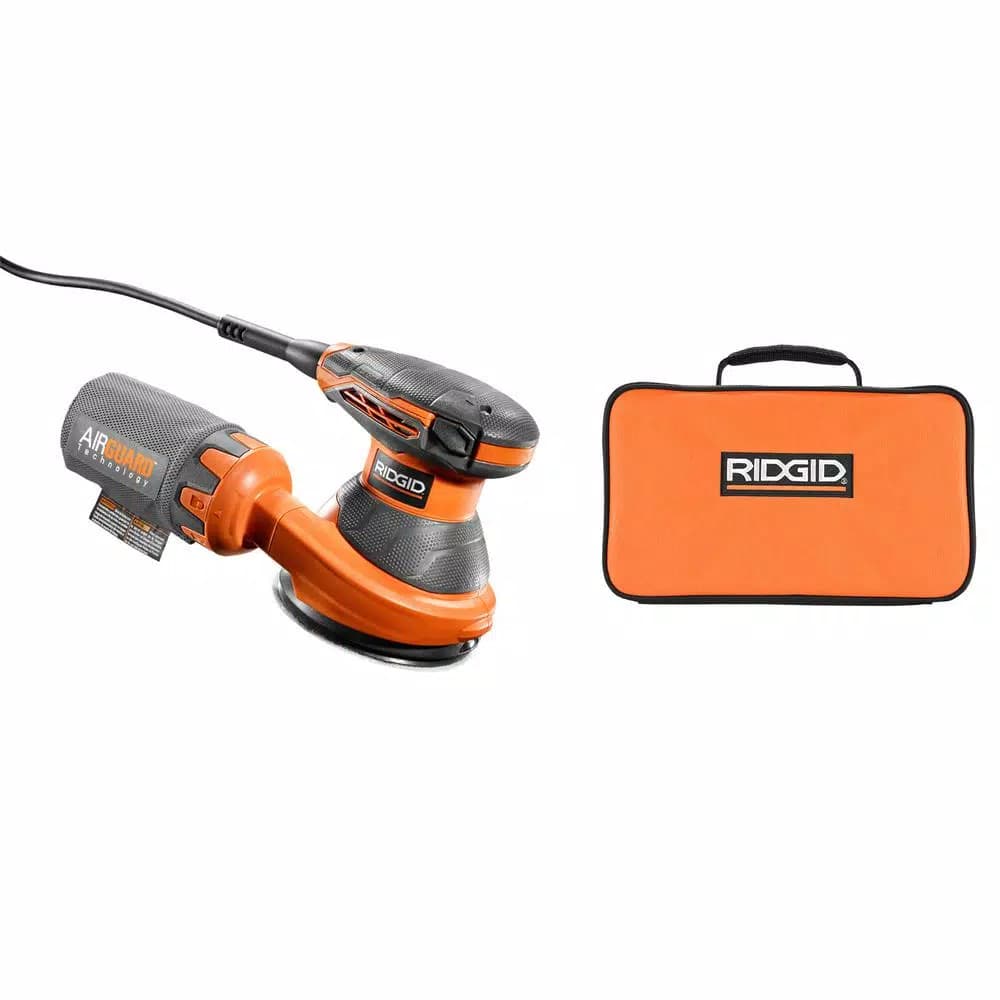 RIDGID 5 in. Corded Random Orbital Sander with AIRGUARD Technology, 3 Amp, Variable Speed