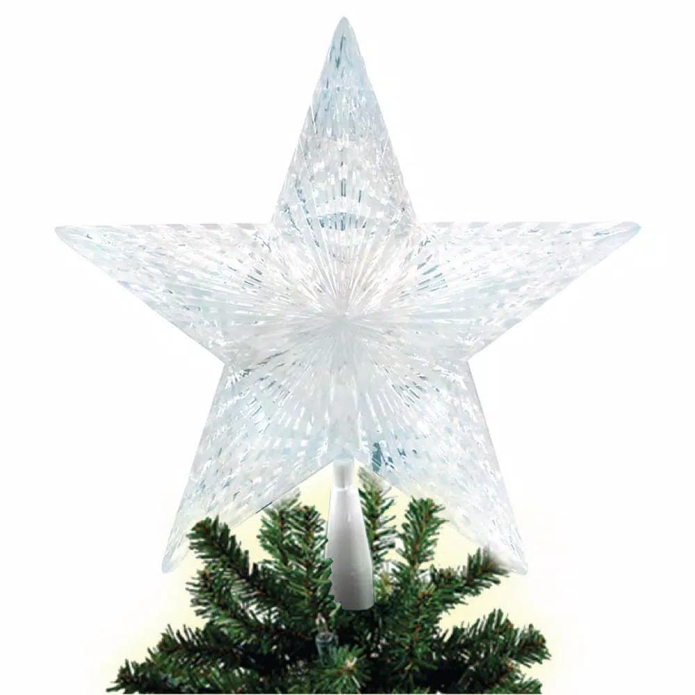 Unbranded Brite Star 10-Light Pentagram Star LED Tree Topper - Pure White, Battery Operated