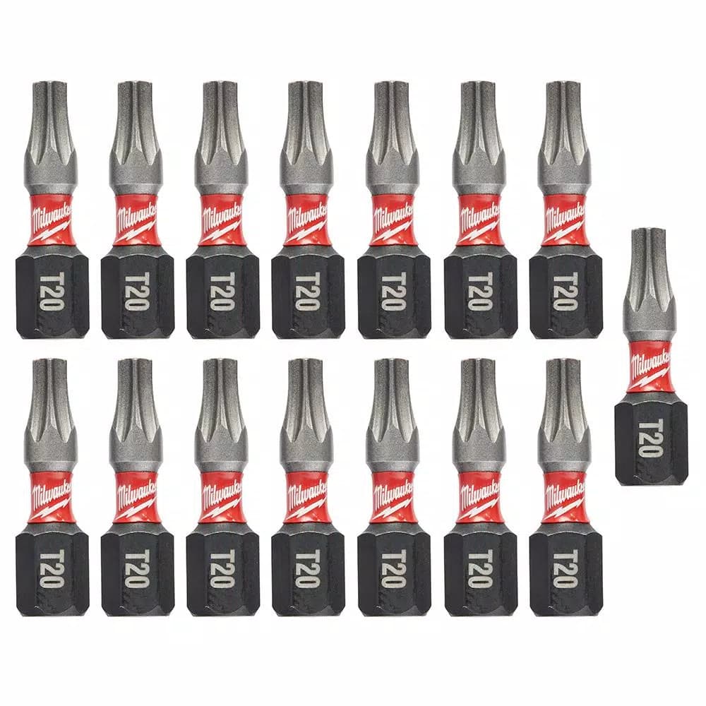 Milwaukee SHOCKWAVE T20 Torx 1 in. Impact Duty Insert Bits, 15-Pack