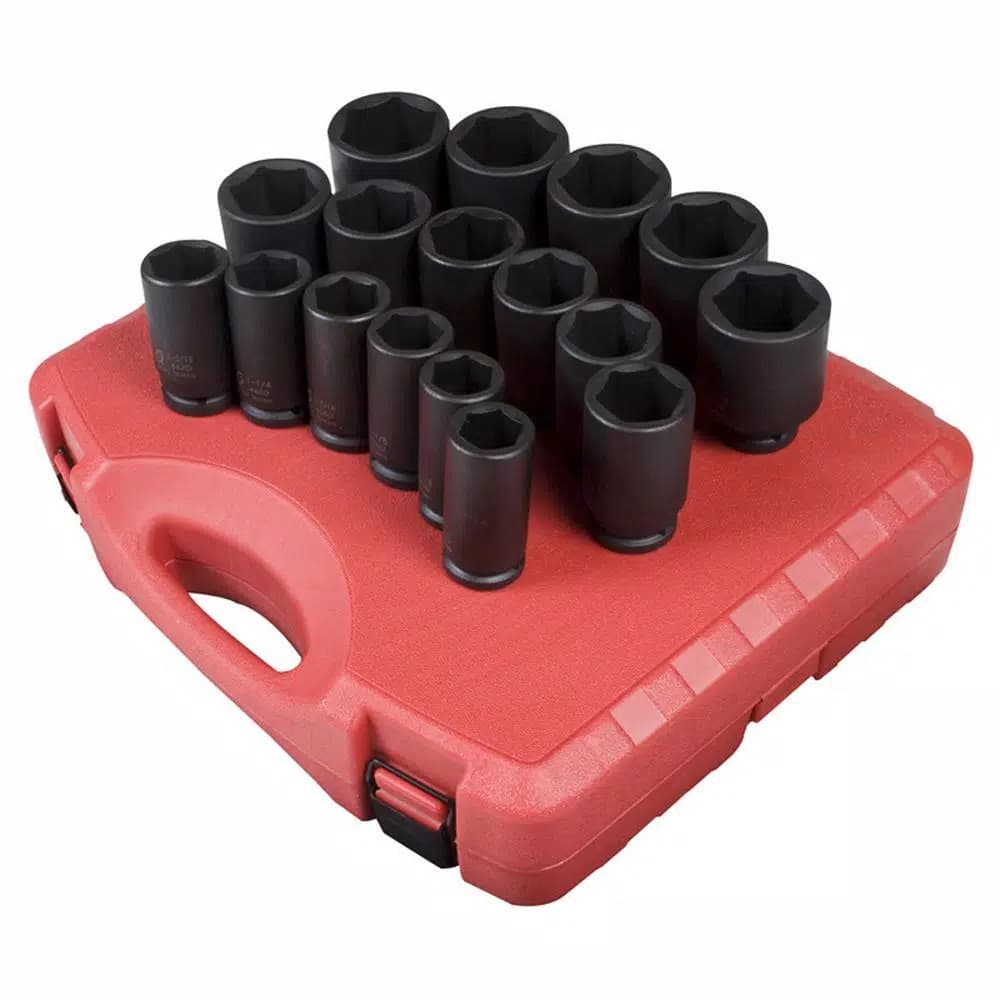 SUNEX TOOLS 17-Piece 3/4 in. Drive SAE Deep Impact Socket Set with Heavy-Duty Case