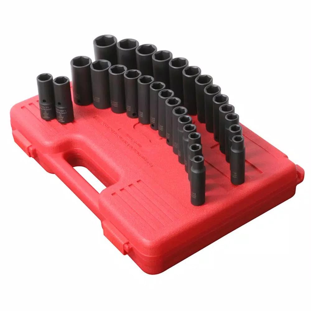 SUNEX TOOLS Sunex 1/2 in. Drive Deep Impact Socket Set, 29-Piece Metric & SAE