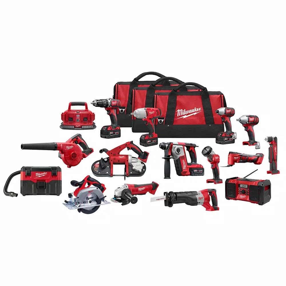 Milwaukee M18 18V Lithium-Ion Cordless 15-Tool Combo Kit with 4 3.0 Ah Batteries and Charger