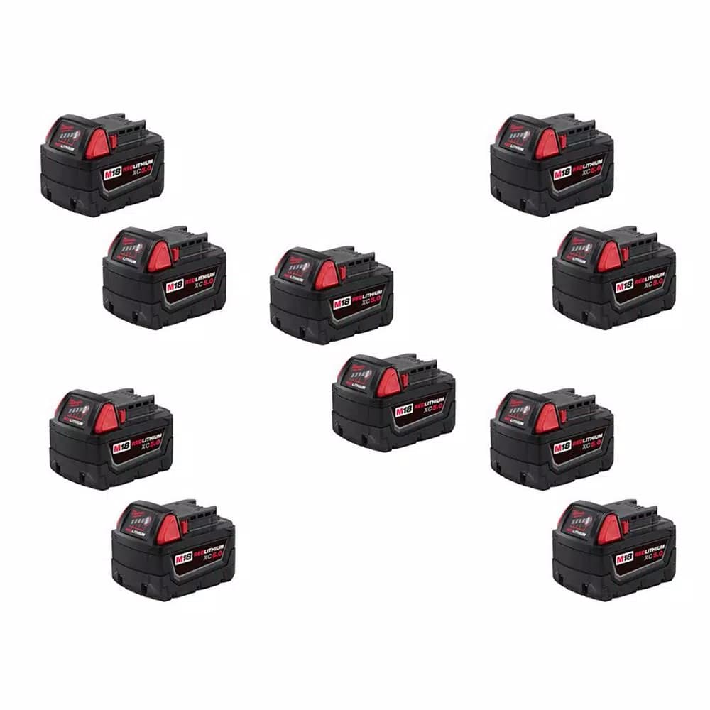 Milwaukee M18 18V Lithium-Ion XC 5.0 Ah Extended Capacity Battery Pack (10-Pack)