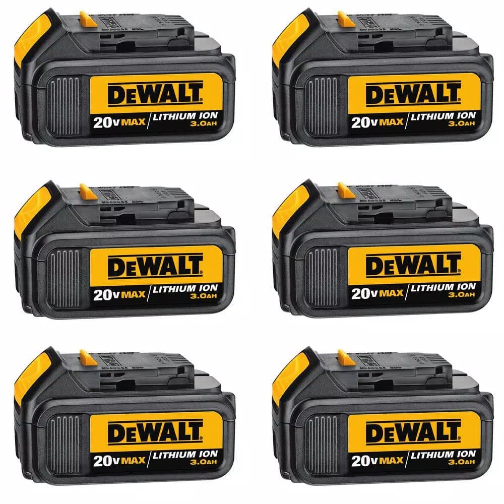 DEWALT 20V MAX 3.0 Ah Lithium-Ion Battery Pack, 6-Pack