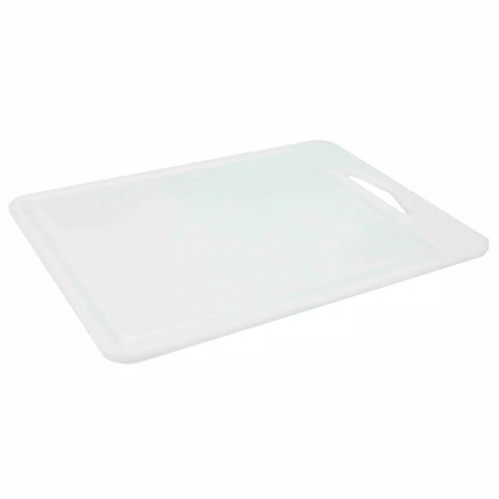 Home Basics Poly Cutting Board, High-Density White Plastic Chopping Board, 11.87 x 15.87 in