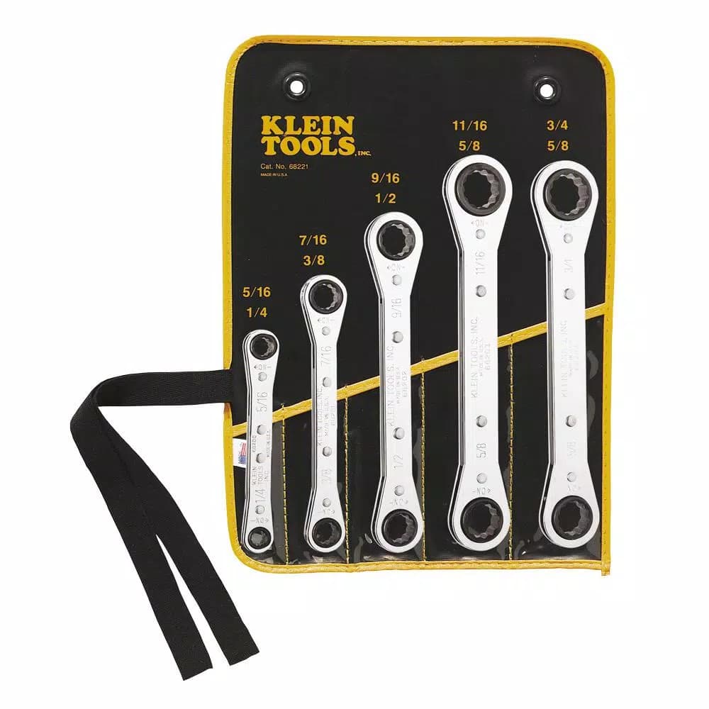 Klein Tools 5-Piece Reversible Ratcheting Offset Box Wrench Set