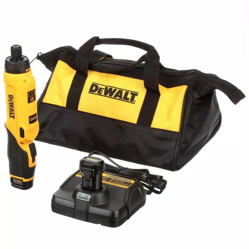 DEWALT 8V MAX Cordless Gyroscopic Screwdriver Kit with 2 1.0 Ah Batteries, Charger & Bag