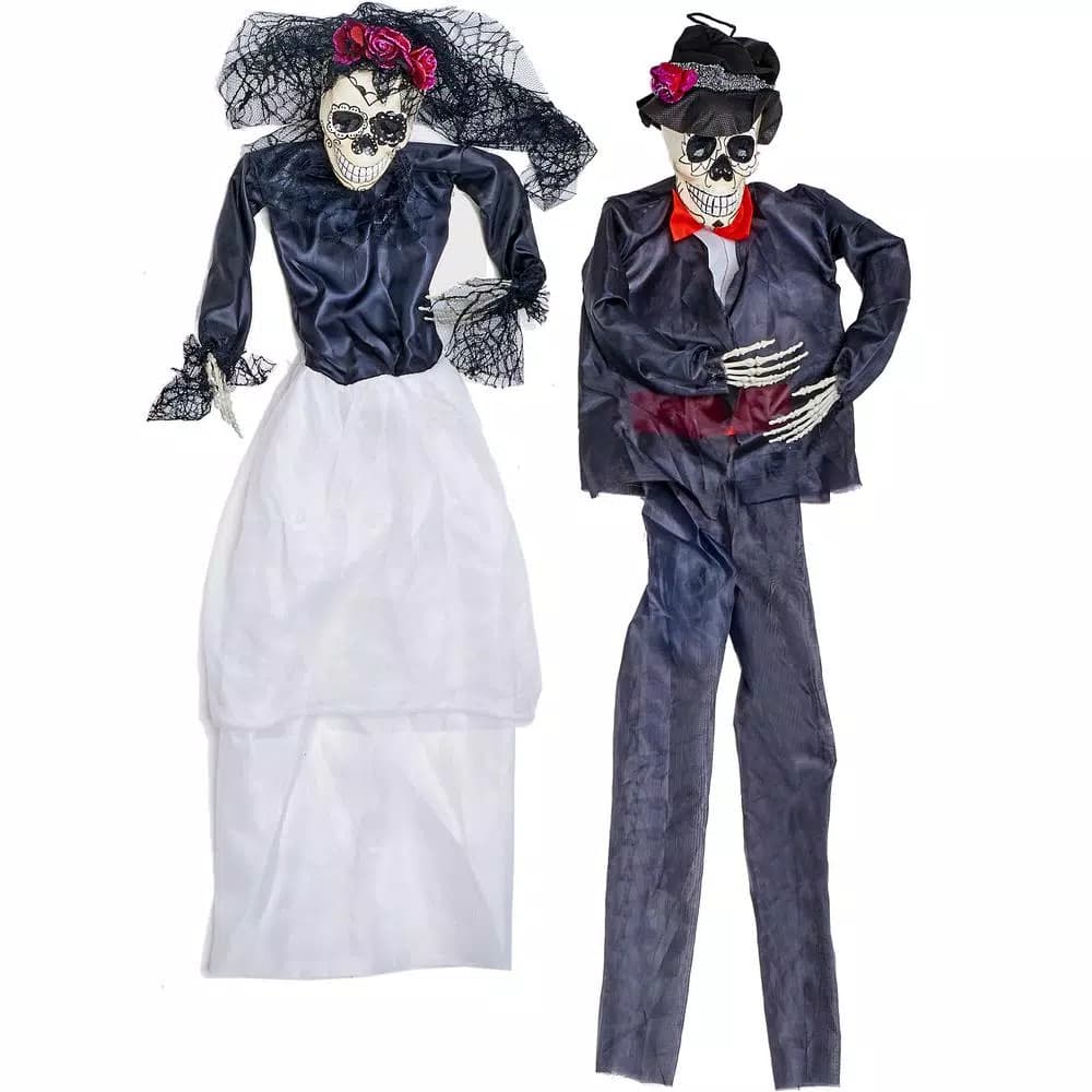 Unbranded 36 in. Halloween Hanging Bride and Groom Skeleton Decor Set (Set of 2)