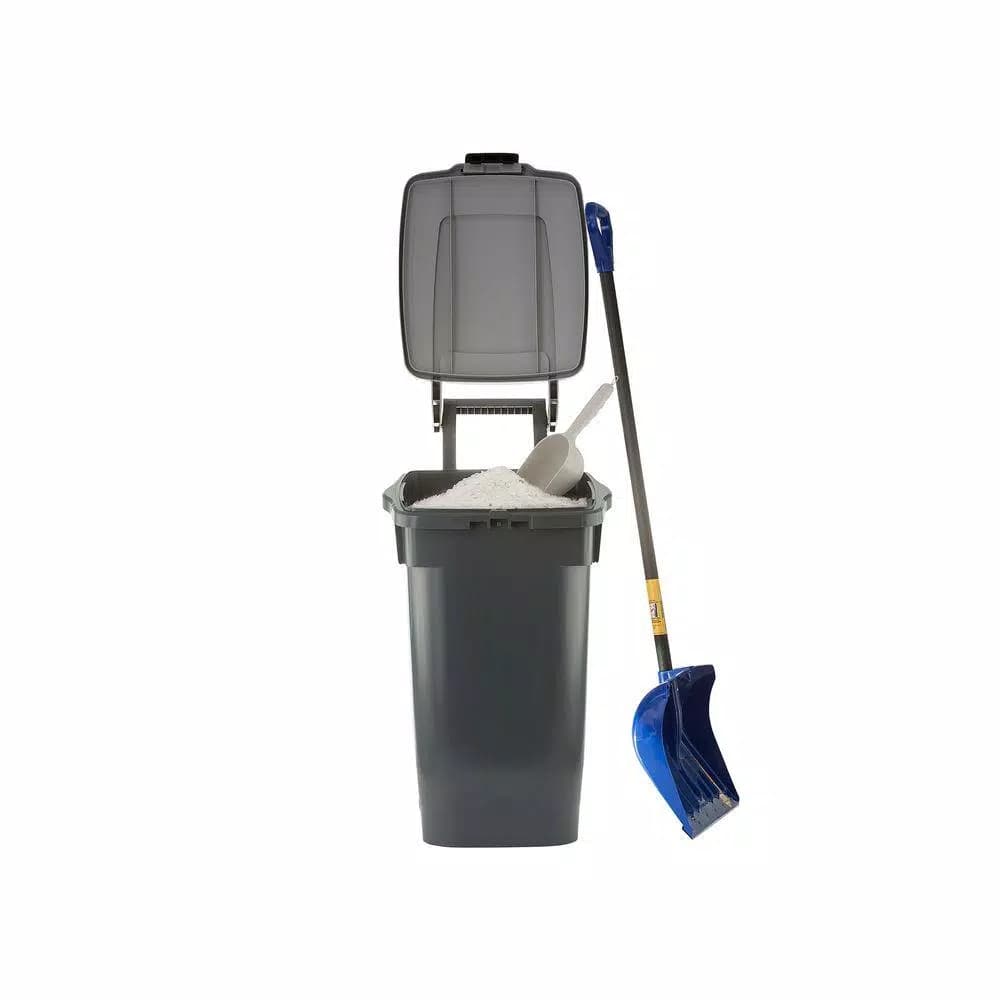 Enviro World 16 Gal. HDPE Utility Recycling Bin with Wheels and Hinged Lid, Gray