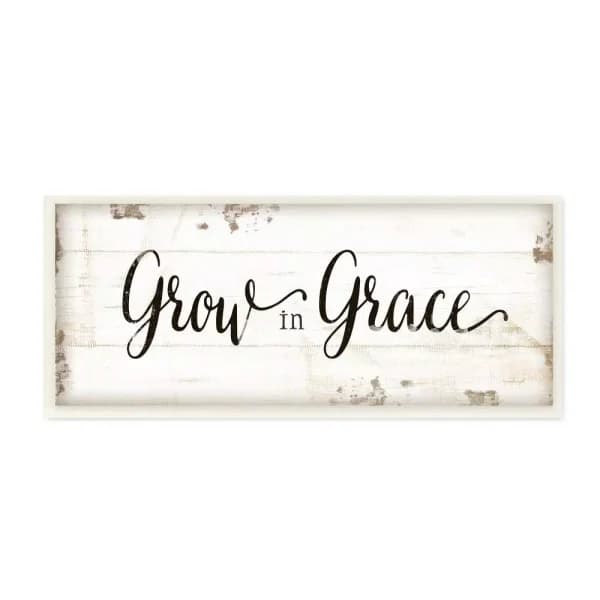 Stupell Industries Grow In Grace Cursive Typography 7 in. x 17 in. Printed Wood Wall Art