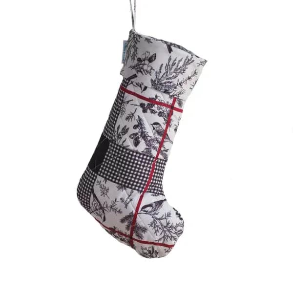 Country Living Faith 17.5 in. Reversible Christmas Stocking - Black, Ivory, and Red Microfiber