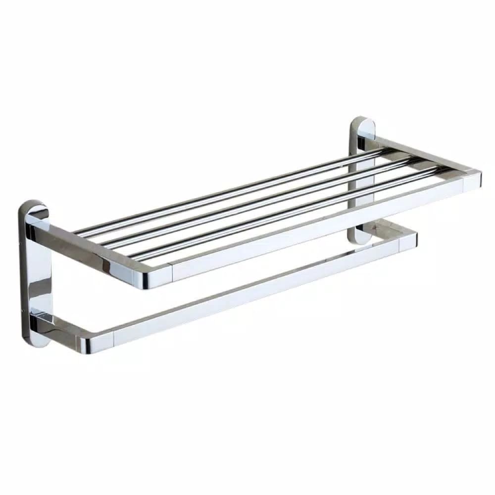 Nameeks General Hotel Double Tiered Wall Mounted Towel Train Rack, Chrome
