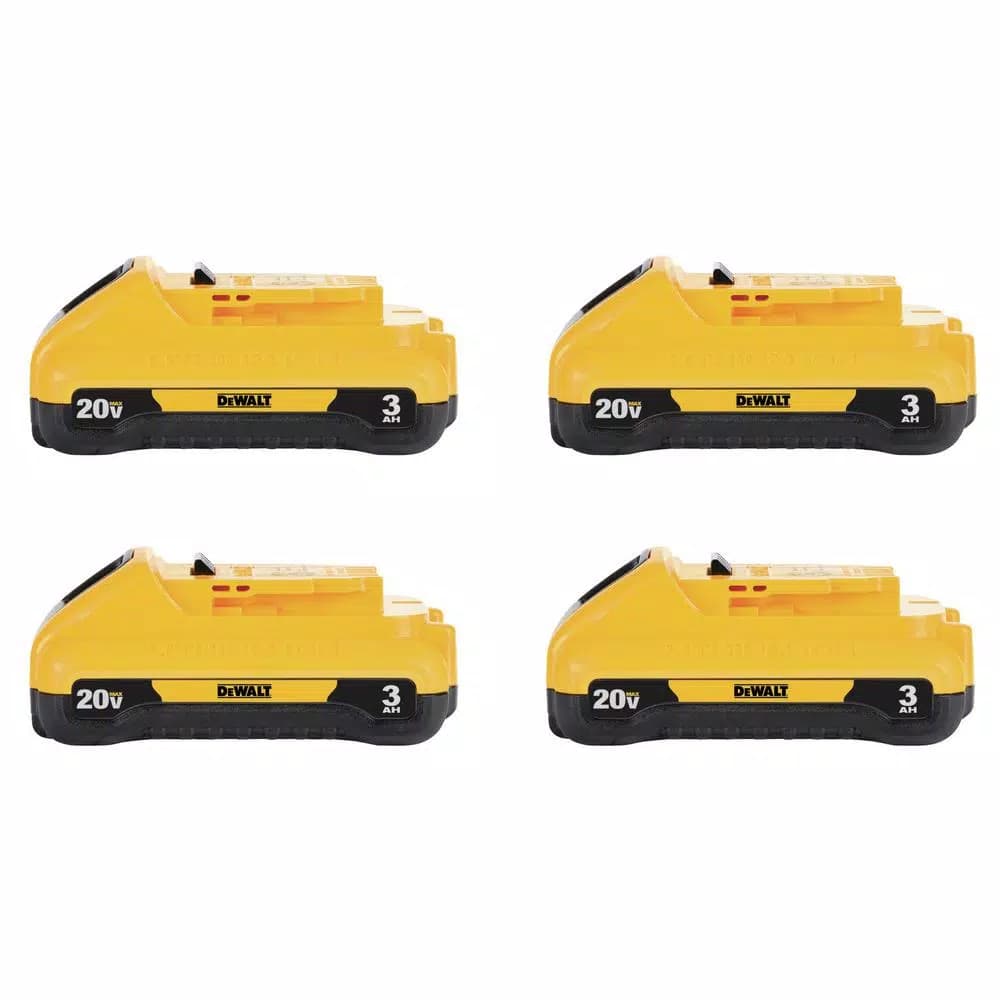 DEWALT 20V MAX Compact Lithium-Ion 3.0Ah Battery Pack, 4-Pack