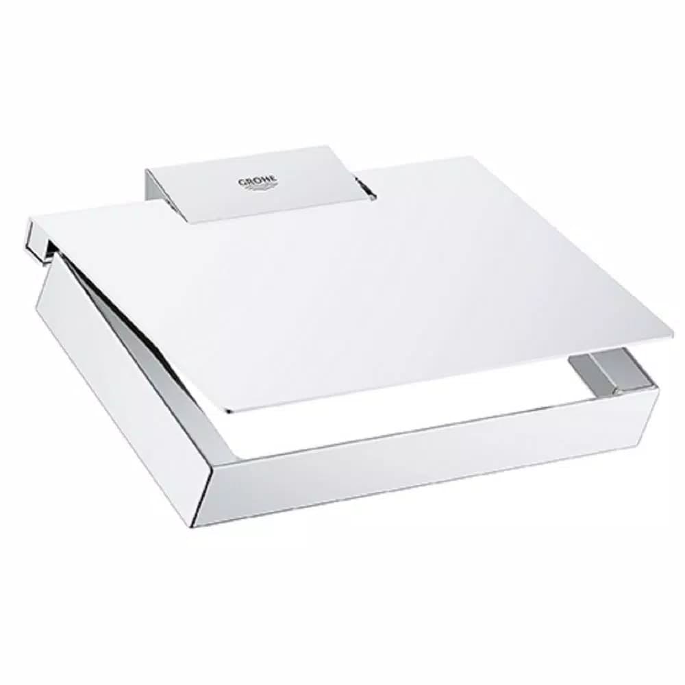 GROHE Selection Cube Wall-Mount Toilet Paper Holder with Cover, StarLight Chrome
