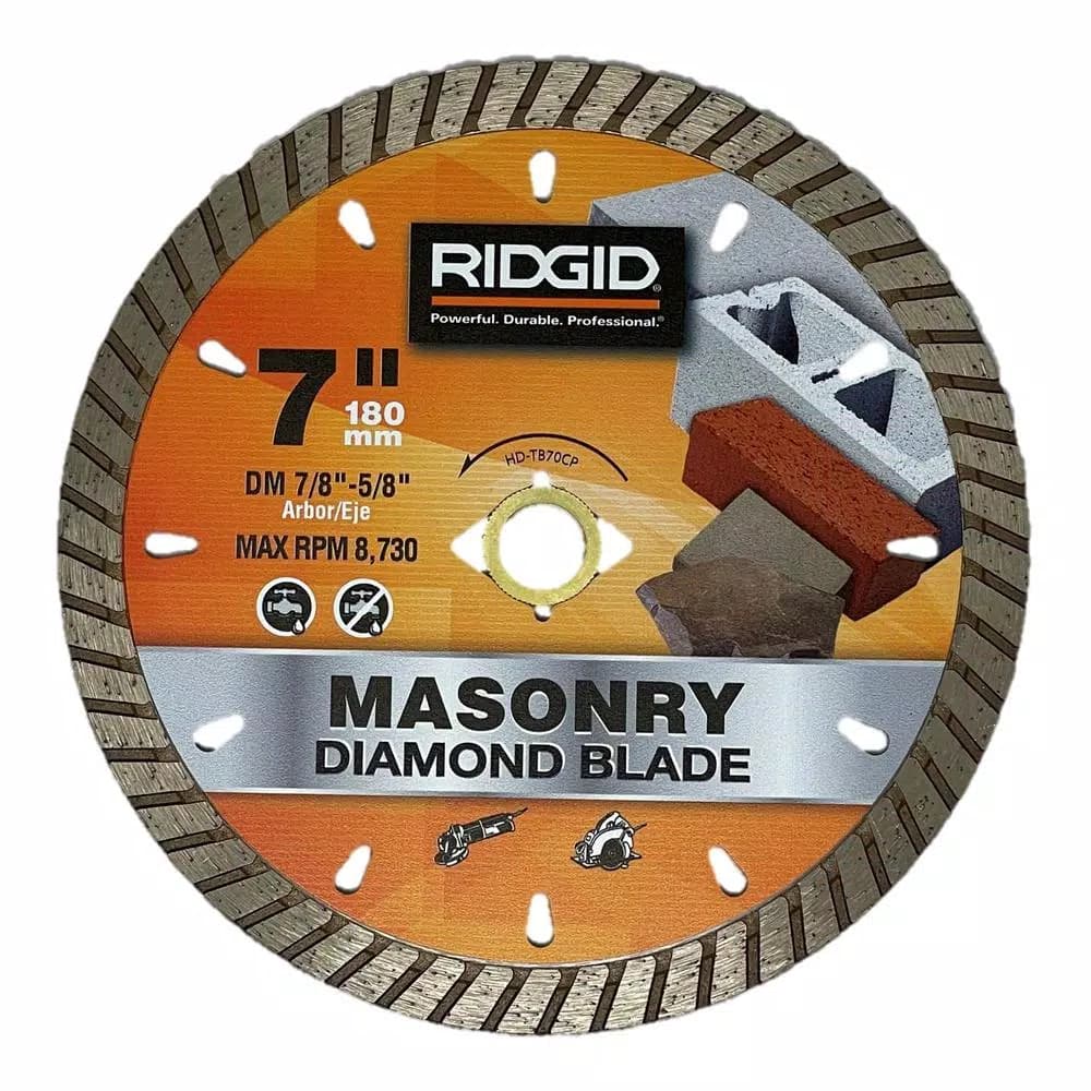 RIDGID 7 in. Turbo Diamond Blade for Concrete, Brick, and Masonry